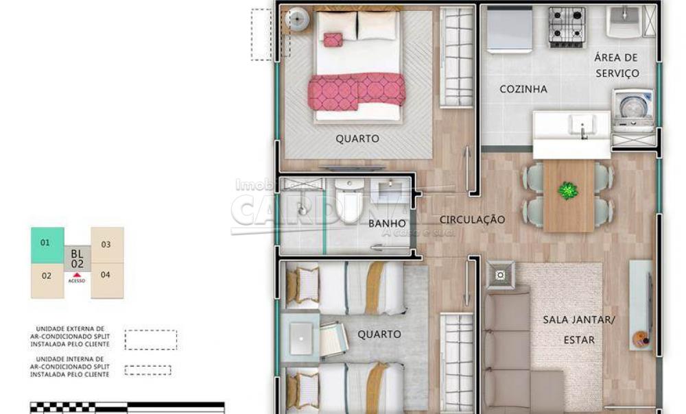 APARTAMENTO NO RESIDENCIAL MONTE BERLIM, NO BAIRRO JARDIM JOCKEY CLUBE, NA  CIDADE SÃO CARLOS, NO ESTADO SP, 2 QUARTOS, 1 VAGAS