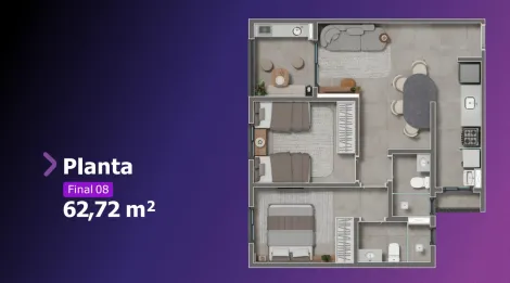 imagem 2 - Apartamento padrão de 62m² com 02 quartos sendo 01 suíte disponível para venda - City Ribeirão imagem 2 - Apartamento padrão de 62m² com 02 quartos sendo 01 suíte disponível para venda - City Ribeirão