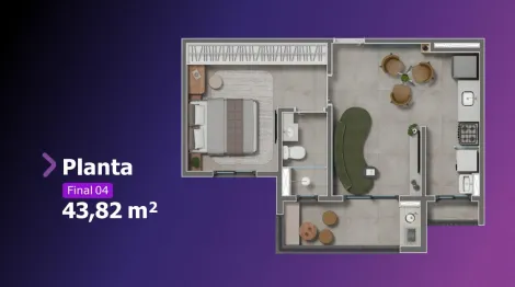 imagem 2 - Apartamento padrão de 43m² com 02 quartos sendo 01 suíte disponível para venda - City Ribeirão imagem 2 - Apartamento padrão de 43m² com 02 quartos sendo 01 suíte disponível para venda - City Ribeirão