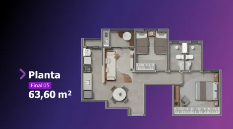 imagem 2 - Apartamento padrão de 63m² com 02 quartos sendo 01 suíte disponível para venda - City Ribeirão imagem 2 - Apartamento padrão de 63m² com 02 quartos sendo 01 suíte disponível para venda - City Ribeirão